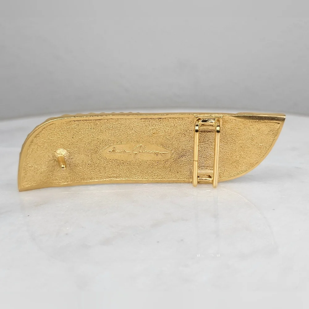 GINNIE JOHANSEN Vintage Gold Tone‎ Solid BELT BUCKLE - Picture 2 of 6
